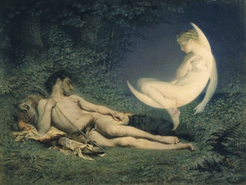 painting by victor florence pollet of diana and endemion