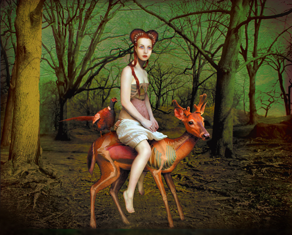 girl riding a deer - decorative image